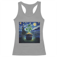 St Patricks Day Starry Night Shamrock Van Gogh Art Racerback Tank Top