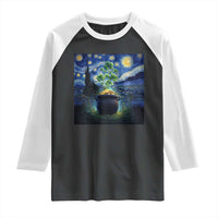 St Patricks Day Starry Night Shamrock Van Gogh Art Raglan Shirt