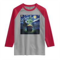 St Patricks Day Starry Night Shamrock Van Gogh Art Raglan Shirt