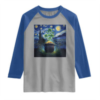 St Patricks Day Starry Night Shamrock Van Gogh Art Raglan Shirt