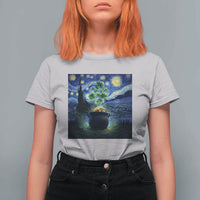 St Patricks Day Starry Night Shamrock Van Gogh Art T Shirt For Women