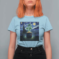 St Patricks Day Starry Night Shamrock Van Gogh Art T Shirt For Women