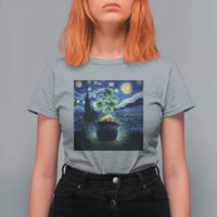 St Patricks Day Starry Night Shamrock Van Gogh Art T Shirt For Women