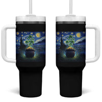 St Patricks Day Starry Night Shamrock Van Gogh Art Tumbler With Handle