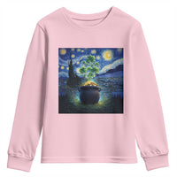 St Patricks Day Starry Night Shamrock Van Gogh Art Youth Sweatshirt