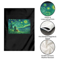 St Patricks Day Starry Night Leprechaun Shamrock Van Gogh Garden Flag