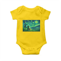 St Patricks Day Starry Night Leprechaun Shamrock Van Gogh Baby Onesie