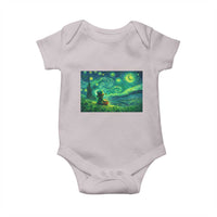 St Patricks Day Starry Night Leprechaun Shamrock Van Gogh Baby Onesie
