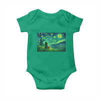 St Patricks Day Starry Night Leprechaun Shamrock Van Gogh Baby Onesie