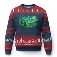 St Patricks Day Starry Night Leprechaun Shamrock Van Gogh Ugly Christmas Sweater