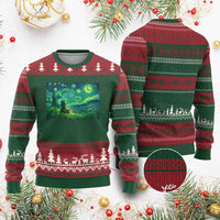 St Patricks Day Starry Night Leprechaun Shamrock Van Gogh Ugly Christmas Sweater