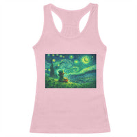 St Patricks Day Starry Night Leprechaun Shamrock Van Gogh Racerback Tank Top