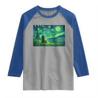 St Patricks Day Starry Night Leprechaun Shamrock Van Gogh Raglan Shirt