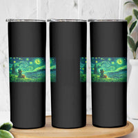 St Patricks Day Starry Night Leprechaun Shamrock Van Gogh Skinny Tumbler