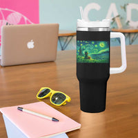 St Patricks Day Starry Night Leprechaun Shamrock Van Gogh Tumbler With Handle