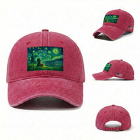 St Patricks Day Starry Night Leprechaun Shamrock Van Gogh Washed Cotton Baseball Cap