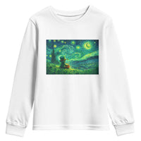 St Patricks Day Starry Night Leprechaun Shamrock Van Gogh Youth Sweatshirt