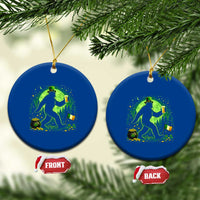 Funny Bigfoot St Patricks Day Ceramic Ornament Sasquatch Drinking Green Beer Lover