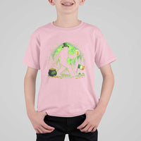 Funny Bigfoot St Patricks Day T Shirt For Kid Sasquatch Drinking Green Beer Lover