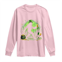 Funny Bigfoot St Patricks Day Long Sleeve Shirt Sasquatch Drinking Green Beer Lover