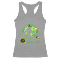 Funny Bigfoot St Patricks Day Racerback Tank Top Sasquatch Drinking Green Beer Lover