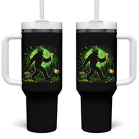 Funny Bigfoot St Patricks Day Tumbler With Handle Sasquatch Drinking Green Beer Lover