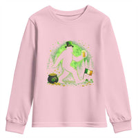 Funny Bigfoot St Patricks Day Youth Sweatshirt Sasquatch Drinking Green Beer Lover