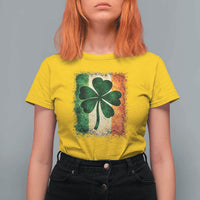 Retro Ireland Shamrock Irish Flag St Patricks Day T Shirt For Women