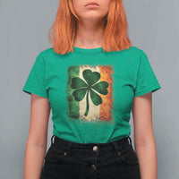 Retro Ireland Shamrock Irish Flag St Patricks Day T Shirt For Women