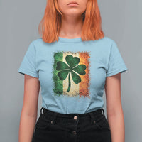 Retro Ireland Shamrock Irish Flag St Patricks Day T Shirt For Women