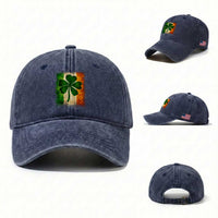 Retro Ireland Shamrock Irish Flag St Patricks Day Washed Cotton Baseball Cap