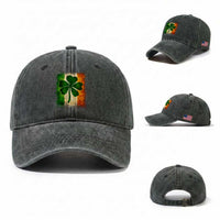 Retro Ireland Shamrock Irish Flag St Patricks Day Washed Cotton Baseball Cap