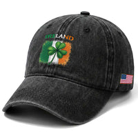 Vintage Ireland Shamrock Irish Flag St Patricks Day Washed Cotton Baseball Cap