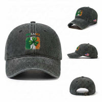 Vintage Ireland Shamrock Irish Flag St Patricks Day Washed Cotton Baseball Cap