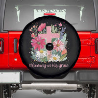 Blooming in His Grace Spare Tire Cover Boho Wildflower Christian Faith Bible Verse