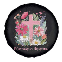 Blooming in His Grace Spare Tire Cover Boho Wildflower Christian Faith Bible Verse