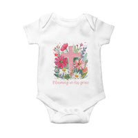 Blooming in His Grace Baby Onesie Boho Wildflower Christian Faith Bible Verse