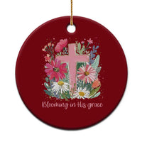 Blooming in His Grace Ceramic Ornament Boho Wildflower Christian Faith Bible Verse