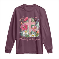 Blooming in His Grace Long Sleeve Shirt Boho Wildflower Christian Faith Bible Verse