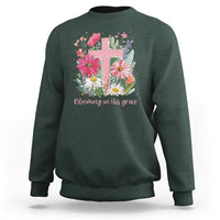 Blooming in His Grace Sweatshirt Boho Wildflower Christian Faith Bible Verse