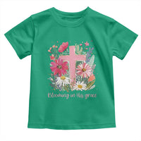 Blooming in His Grace Toddler T Shirt Boho Wildflower Christian Faith Bible Verse