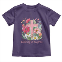 Blooming in His Grace Toddler T Shirt Boho Wildflower Christian Faith Bible Verse