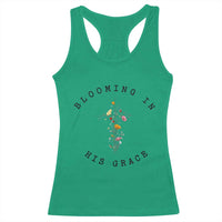 Blooming in His Grace Racerback Tank Top Boho Wildflower Christian Faith