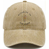 Blooming in His Grace Washed Cotton Baseball Cap Boho Wildflower Christian Faith