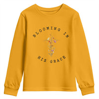 Blooming in His Grace Youth Sweatshirt Boho Wildflower Christian Faith