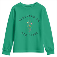 Blooming in His Grace Youth Sweatshirt Boho Wildflower Christian Faith