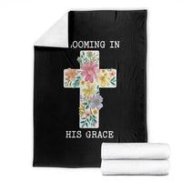Blooming in His Grace Boho Christian Wildflower Throw Blanket Floral Cross Religious