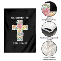 Blooming in His Grace Boho Christian Wildflower Garden Flag Floral Cross Religious