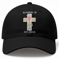 Blooming in His Grace Boho Christian Wildflower Baseball Cap Floral Cross Religious