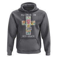 Blooming in His Grace Boho Christian Wildflower Hoodie Floral Cross Religious